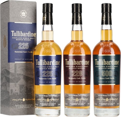 Spirituosen der Serie Tullibardine Single Malt Scotch Whisky