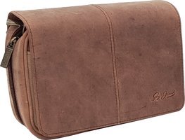 Guy Janot Pfeifentasche 3er braun Buffalo / Canvas (6248)