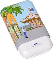 Elie Bleu Lederetui Casa Cubana Carousel für 3 Zigarren (EG20CUCC33)