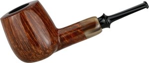 Pfeifen Freehand Pfeifen  Konstantin Shekita No. 6 Billiard smooth, silver & horn decoration