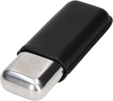 Zigarrenzubehör Etui  Cigarloong for 2 Cigars Stainless Steel/Leather black (9500)