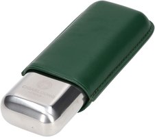 Zigarrenzubehör Etui  Cigarloong for 2 Cigars Stainless Steel/Leather green (9502)