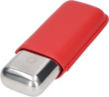 Zigarrenzubehör Etui  Cigarloong for 2 Cigars Stainless Steel/Leather red (9505)