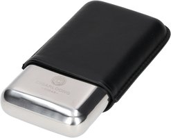 Zigarrenzubehör Etui  Cigarloong for 3 Cigars Stainless Steel/Leather black (9510)