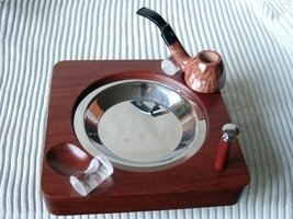 Pfeifenzubehör Aschenbecher  Guy Janot 2er Bubinga quadratisch mit Stopfer (7229)