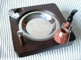 Pfeifenzubehör Aschenbecher  Guy Janot 2er Buche dunkelbraun mit Stopfer (7329)