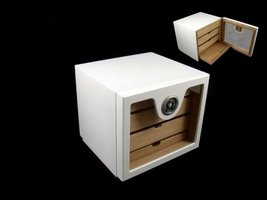 Zigarrenzubehör Humidor  Classic Lack weiß (92001) Premium mit 2x Acrylpolymerbefeuchtern