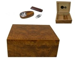 Zigarrenzubehör Humidor  Classic Wurzelholz Design (92059) Standard mit Schwammbefeuchter