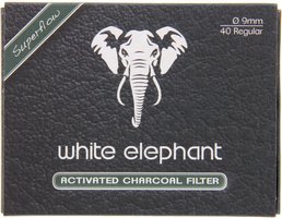 White Elephant Pfeifenfilter 9mm AKTIVKOHLE-Filter (40 Stück) (20102)