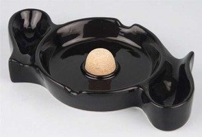 Pfeifenzubehör Aschenbecher  Classic schwarz glänzend 2 Ablagen oval (520935)