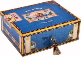 Zigarrenzubehör Humidor  Elie Bleu für 75 Zigarren Sykomore Maserung (Blau)