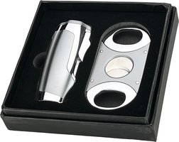 Zigarrenzubehör Feuerzeug  Sky 3er Flamme und Klinge Geschenkset silber (238351)