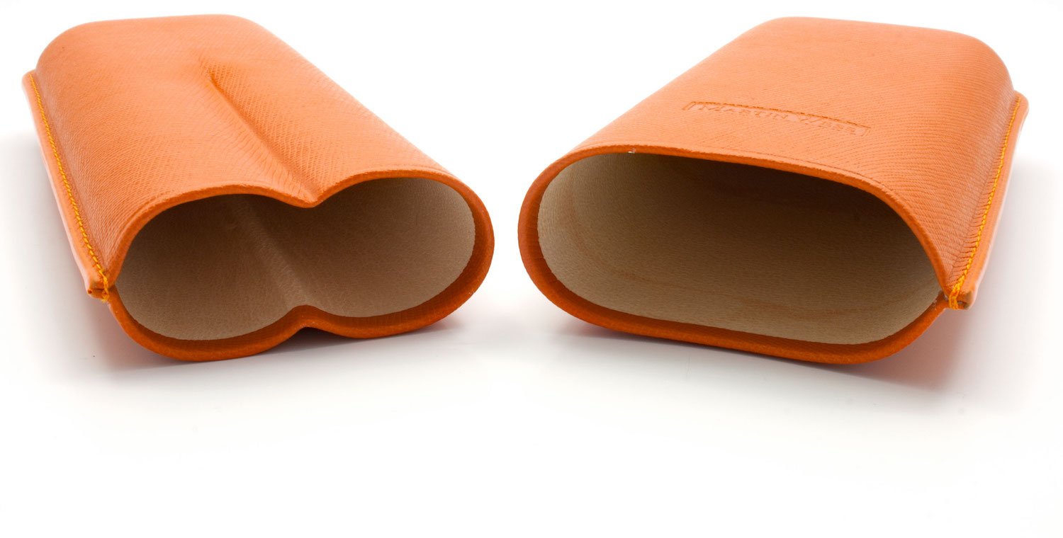 Martin Wess Dante Lederetui 2er Gigante Orange (571) offen