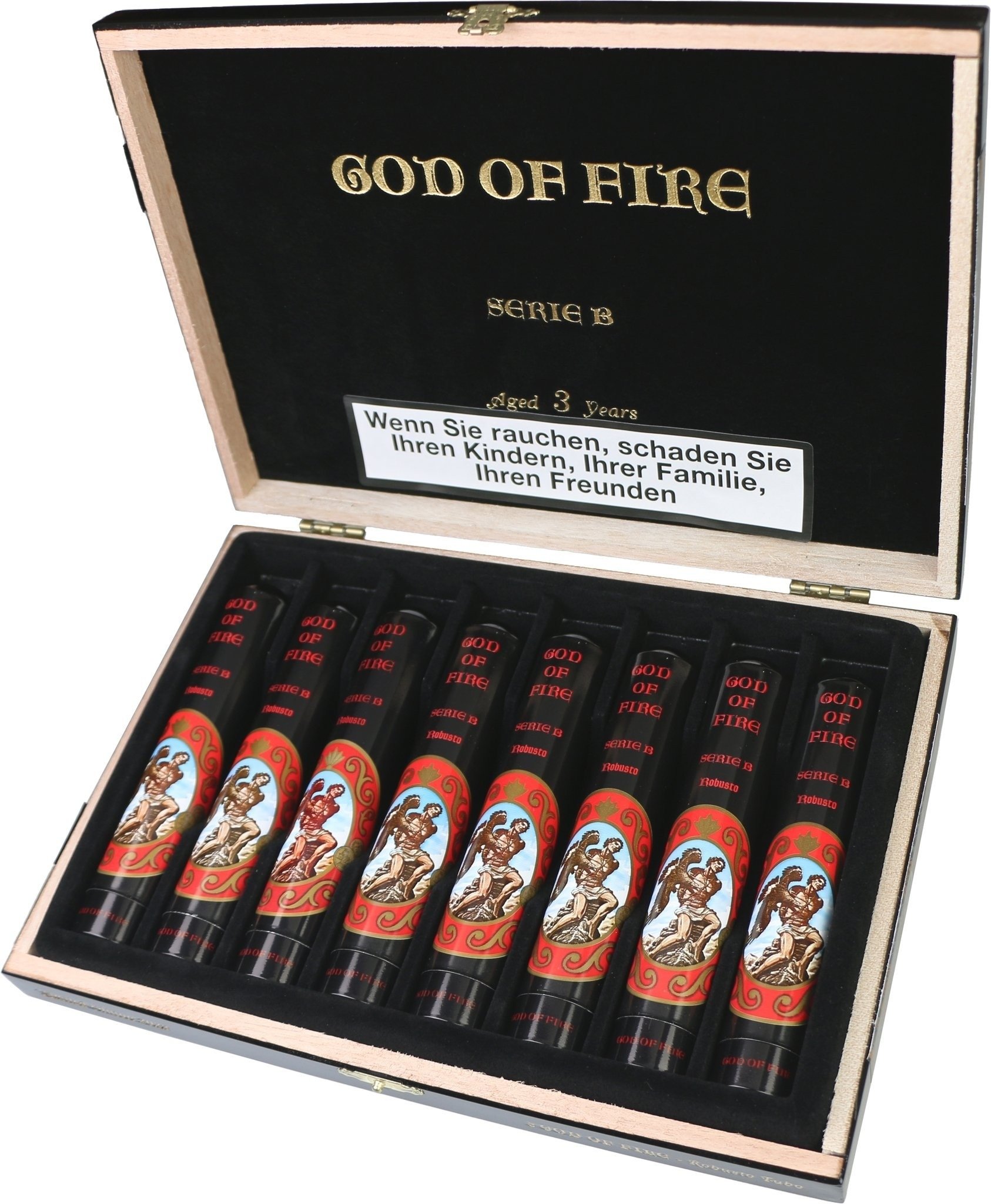 God of Fire Serie B Robusto Tubo Kiste offen