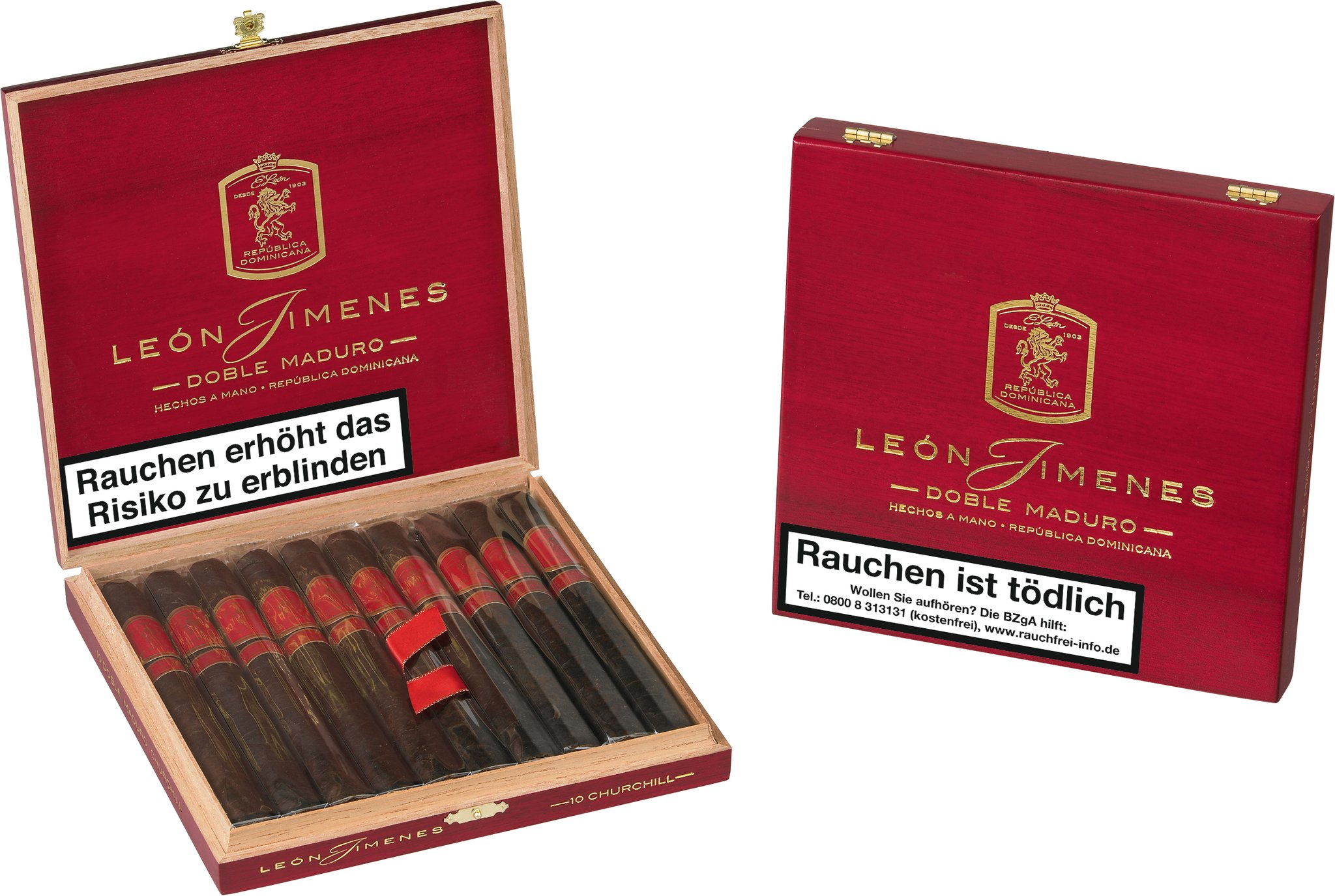 Leon Jimenes Double Maduro Churchill Kiste offen