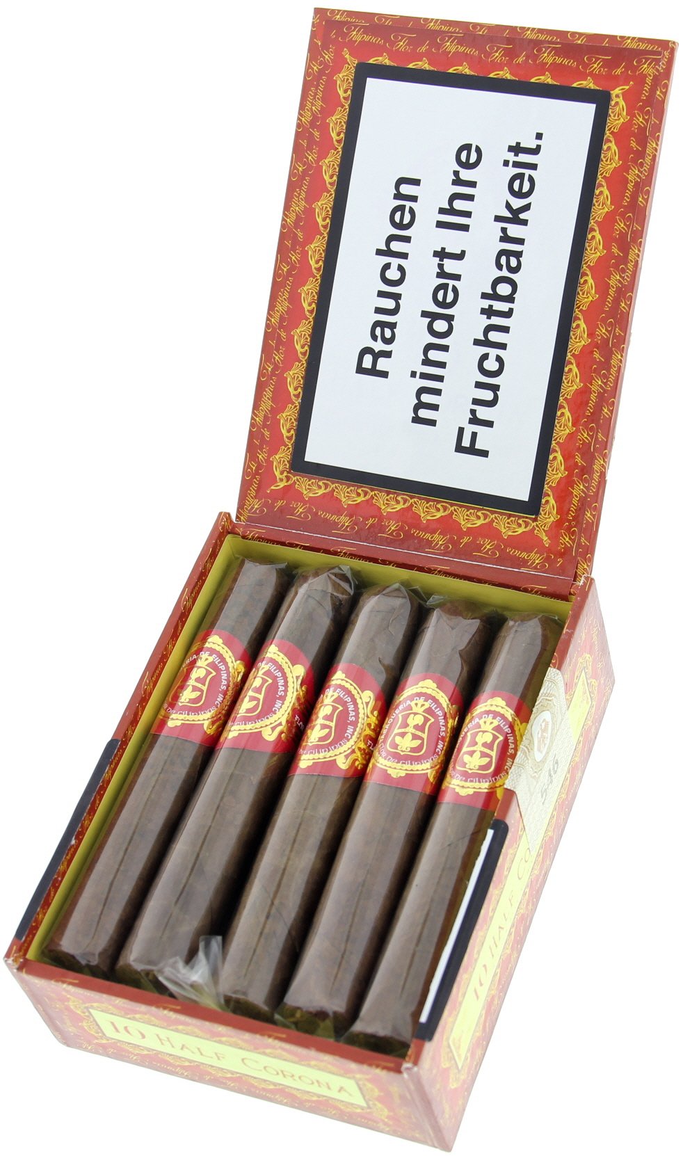 Flor de Filipinas Shortfiller Half Coronas 10er Kiste offen