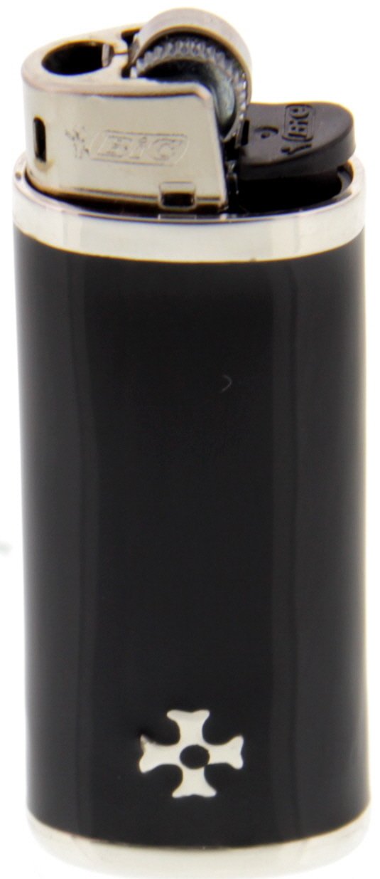 Sillems BiC Feuerzeughülle Emaille Mini Bic Hülle Schwarz (1345S)