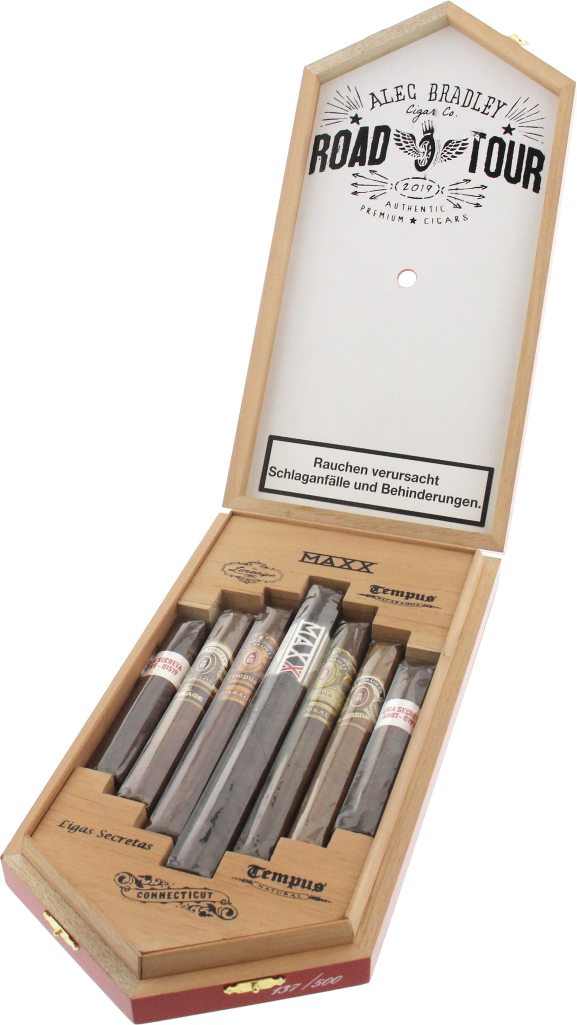 Alec Bradley Sampler Road Tour 2019 (7er Box) Kiste offen