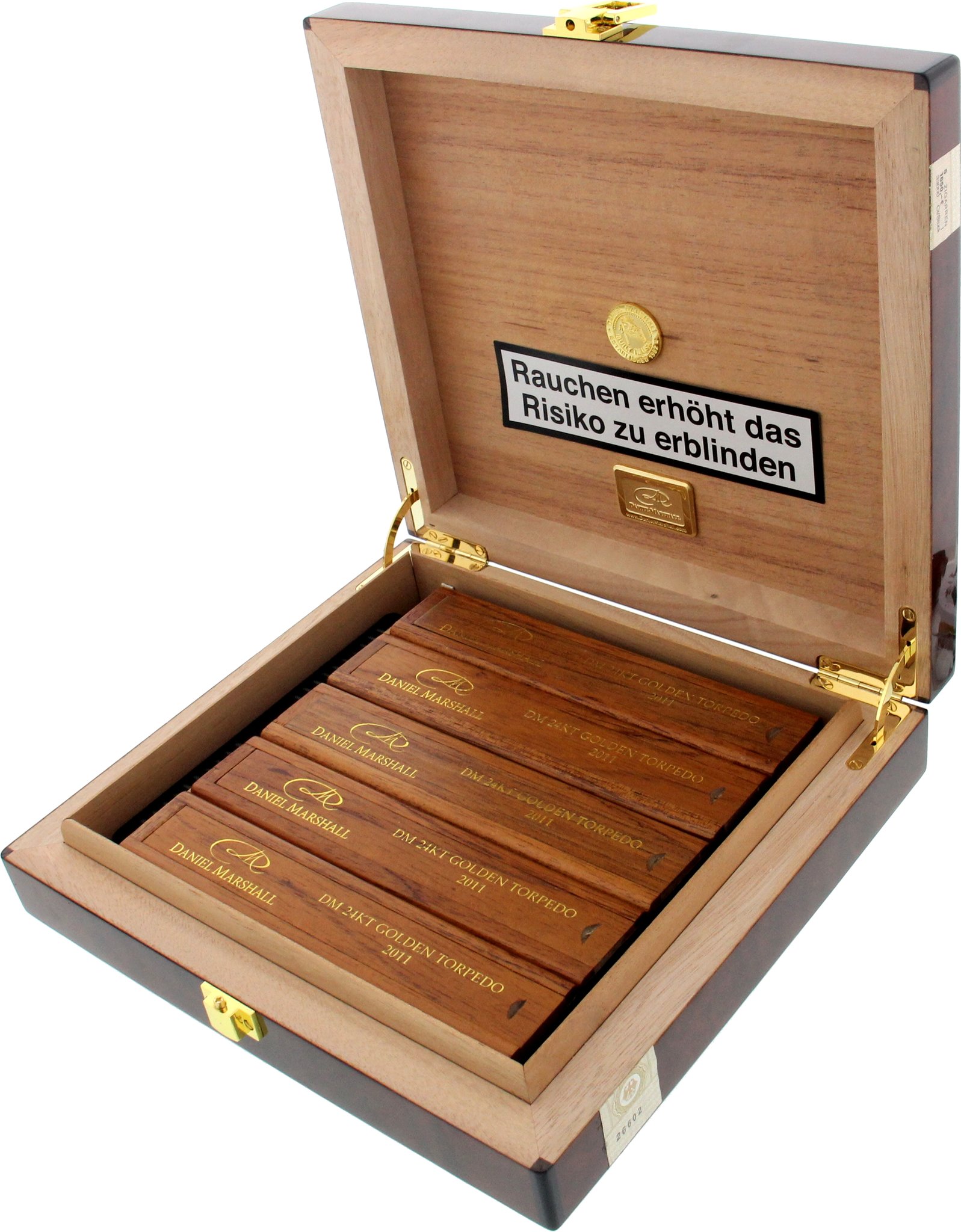 Daniel Marshall DM2 Red Series Torpedo GOLD im Reisehumidor (5er) offen
