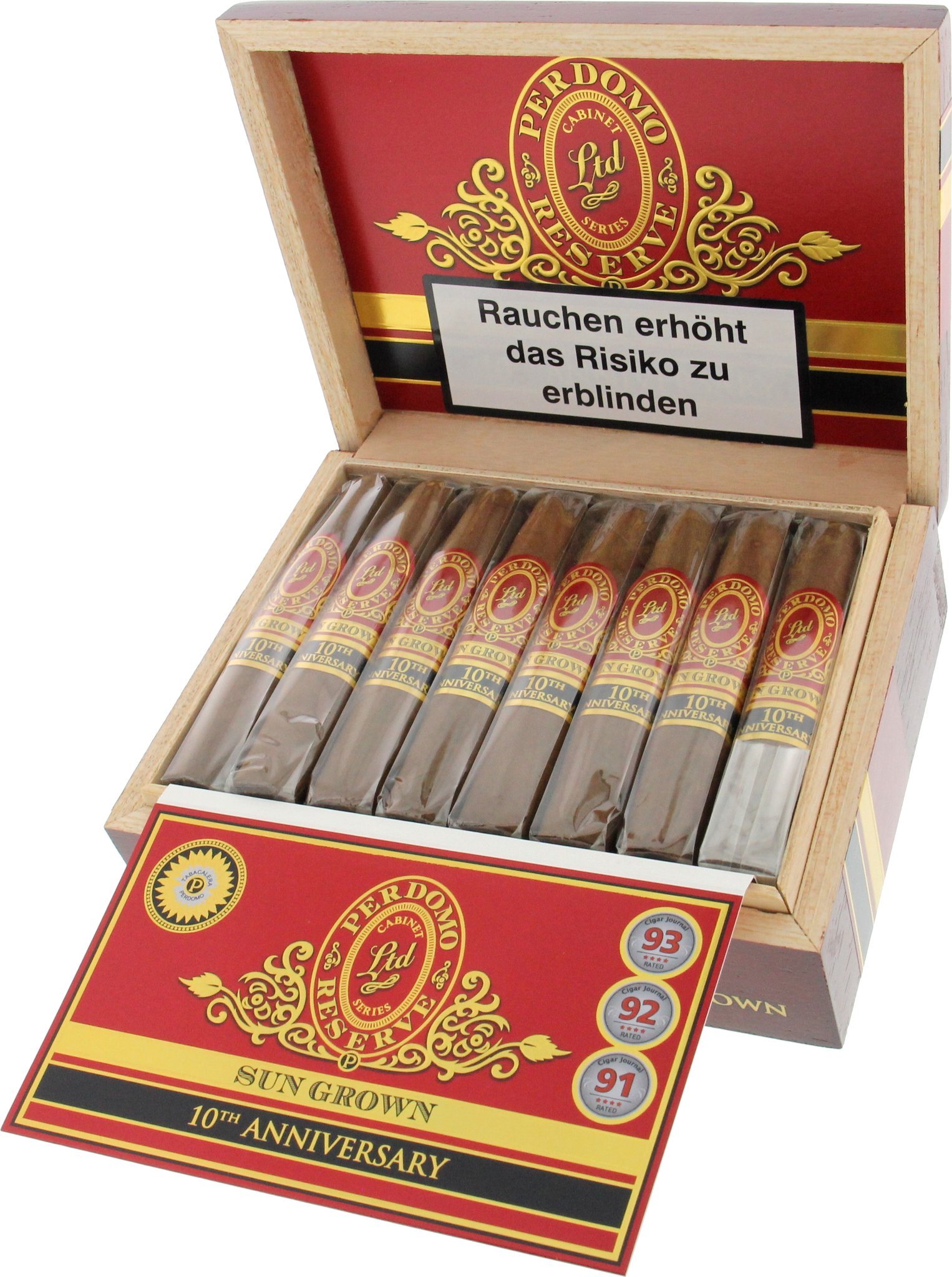 Perdomo Reserve 10th Anniversary Figurado (Box-Pressed Sun Grown) Kiste offen