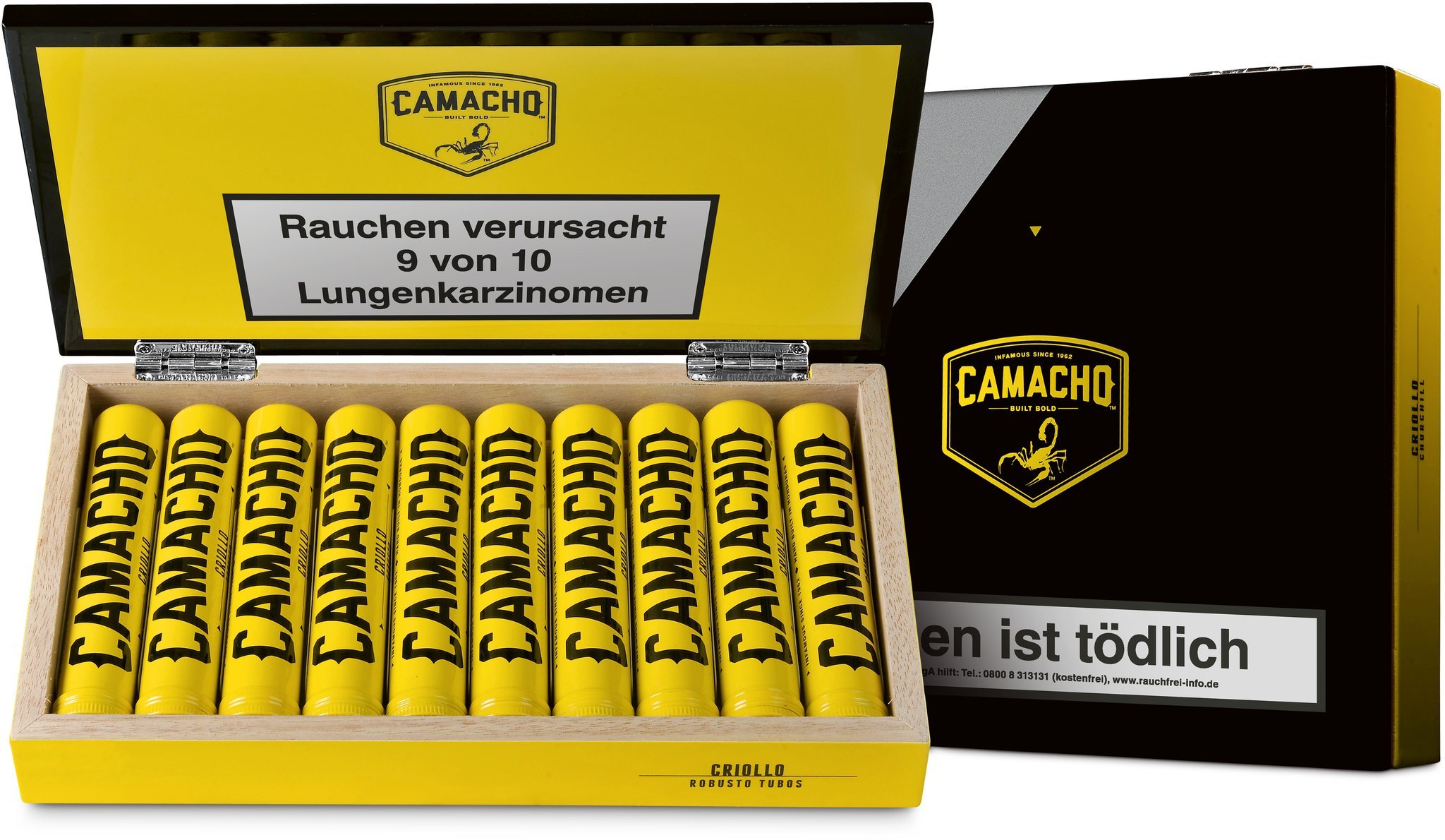 Camacho Criollo Robusto Tubos Kiste offen