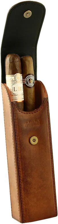 Leder braun 2 Zigarren Etui offen