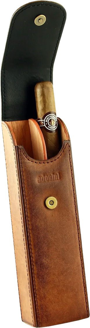 Leder braun 2 Zigarren Etui offen 4