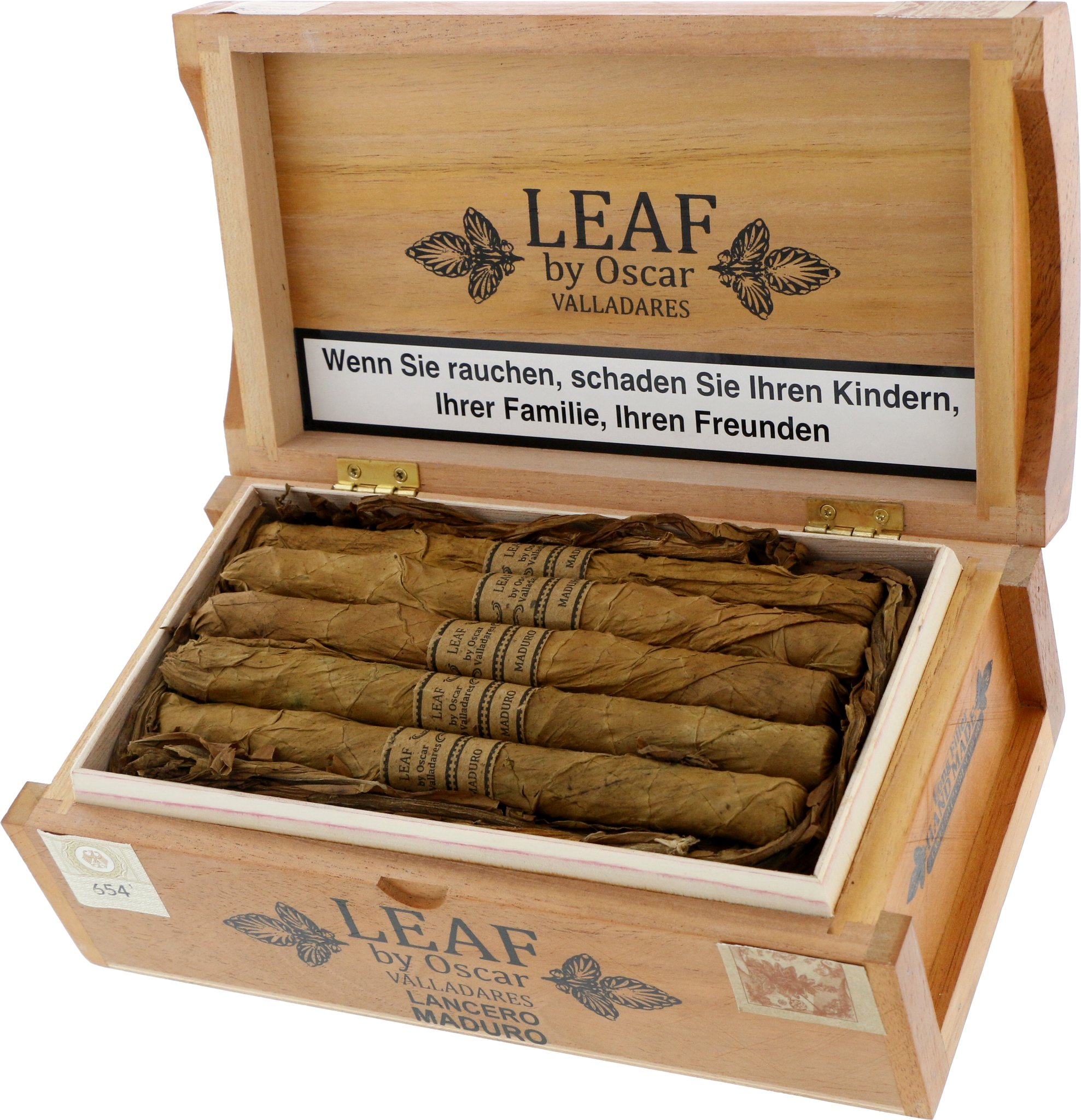 Oscar Valladares The Leaf Lancero Maduro Kiste offen