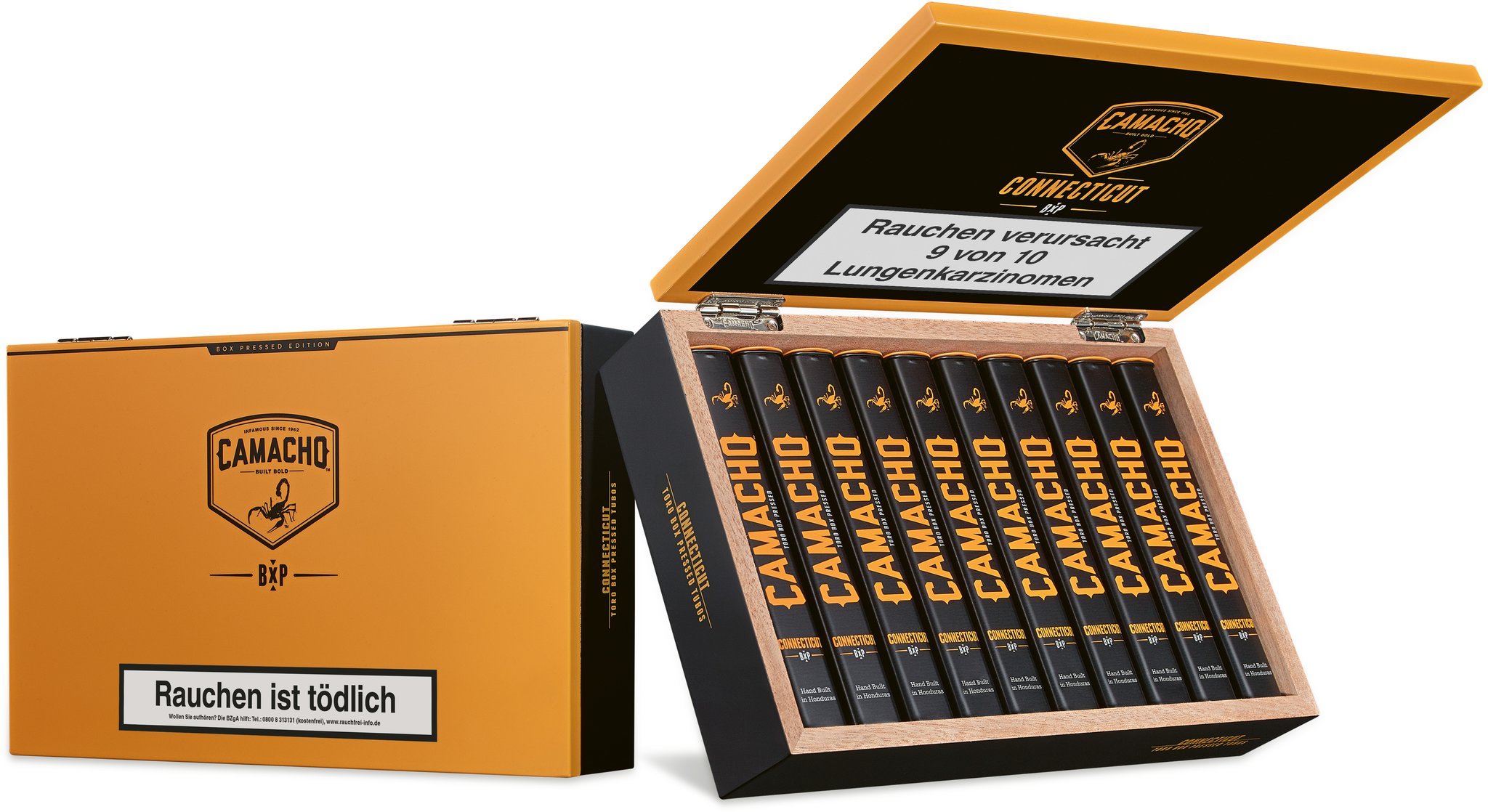 Camacho Connecticut Toro boxpressed Tubo Kiste Detailbild