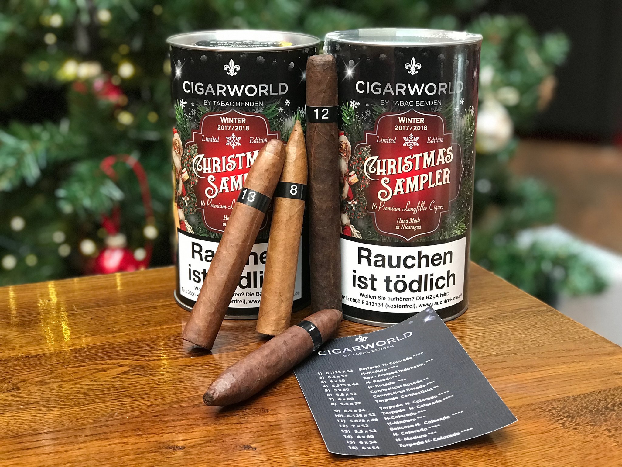 Factory Overrun Nicaragua Christmas Sampler 2017 (Dose mit 16 Zigarren) offen