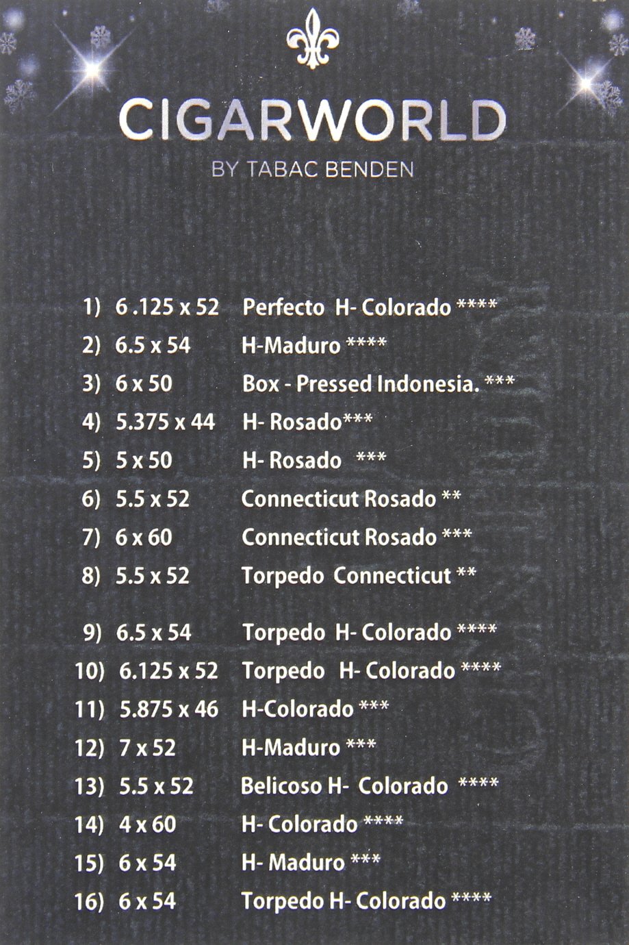 Factory Overrun Nicaragua Christmas Sampler 2017 (Dose mit 16 Zigarren) Auflistung