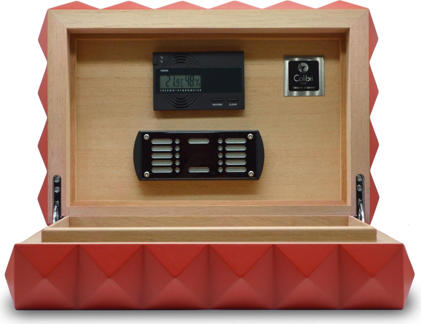 Colibri Quasar Desktop Humidor rot (562602) für ca. 45 Zigarren offen