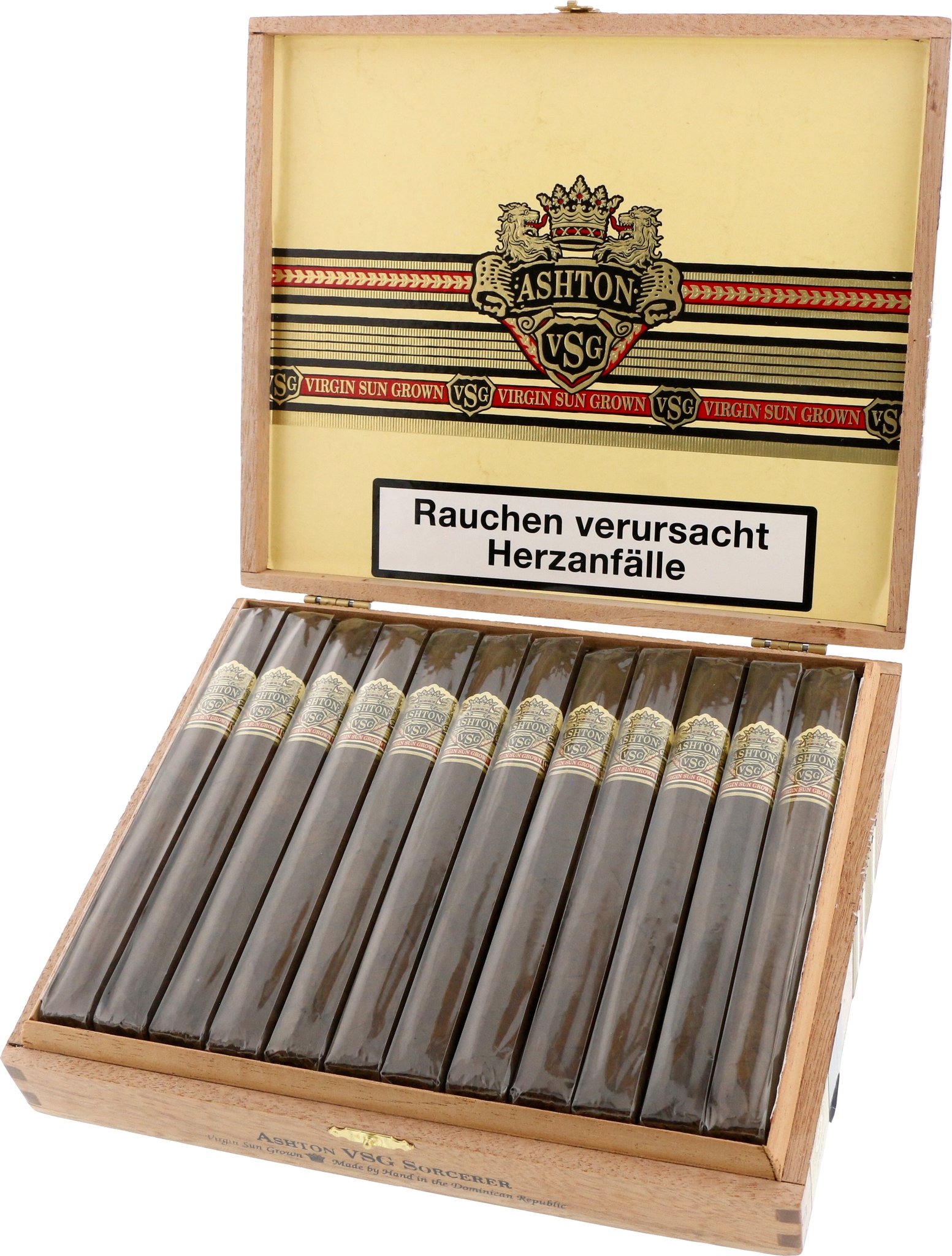 Ashton VSG (Virgin Sun Grown) Sorcerer (Churchill) Kiste offen