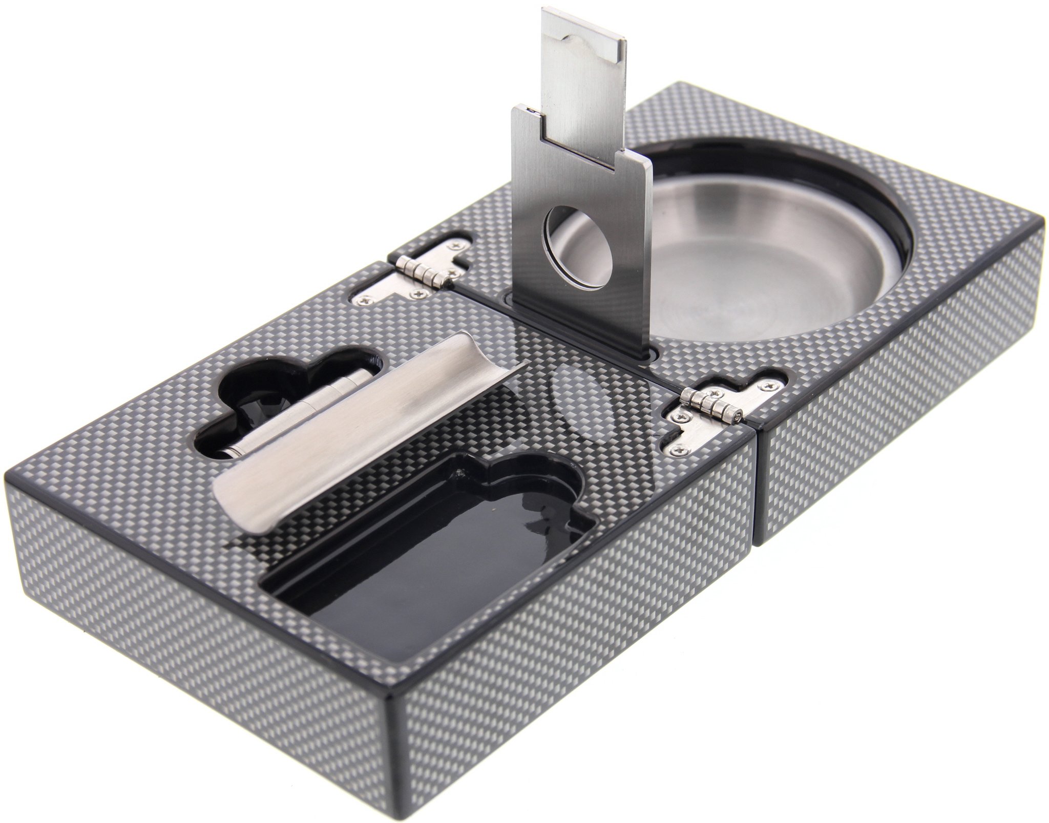 Classic Zigarrenascher schwenkbar carbon finish (524303) offen