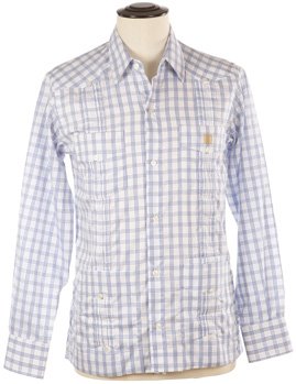 Cohiba Atmosphere Guayabera Hemden weiß/dunkelblau kariert Größe M (6399480)