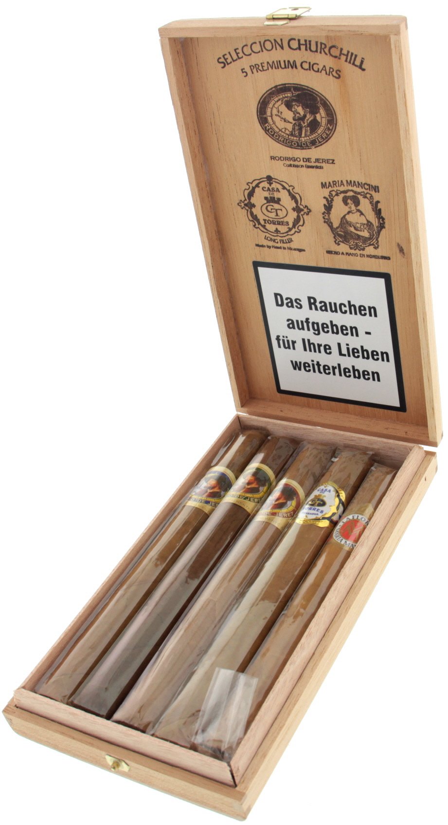 Rodrigo de Jerez Sampler Seleccion Churchill 5 Premium Cigars offen