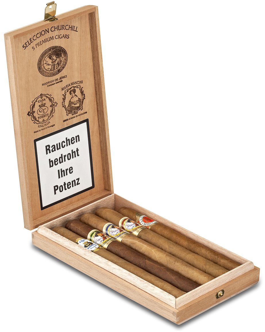 Rodrigo de Jerez Sampler Seleccion Churchill 5 Premium Cigars offen Detailbild