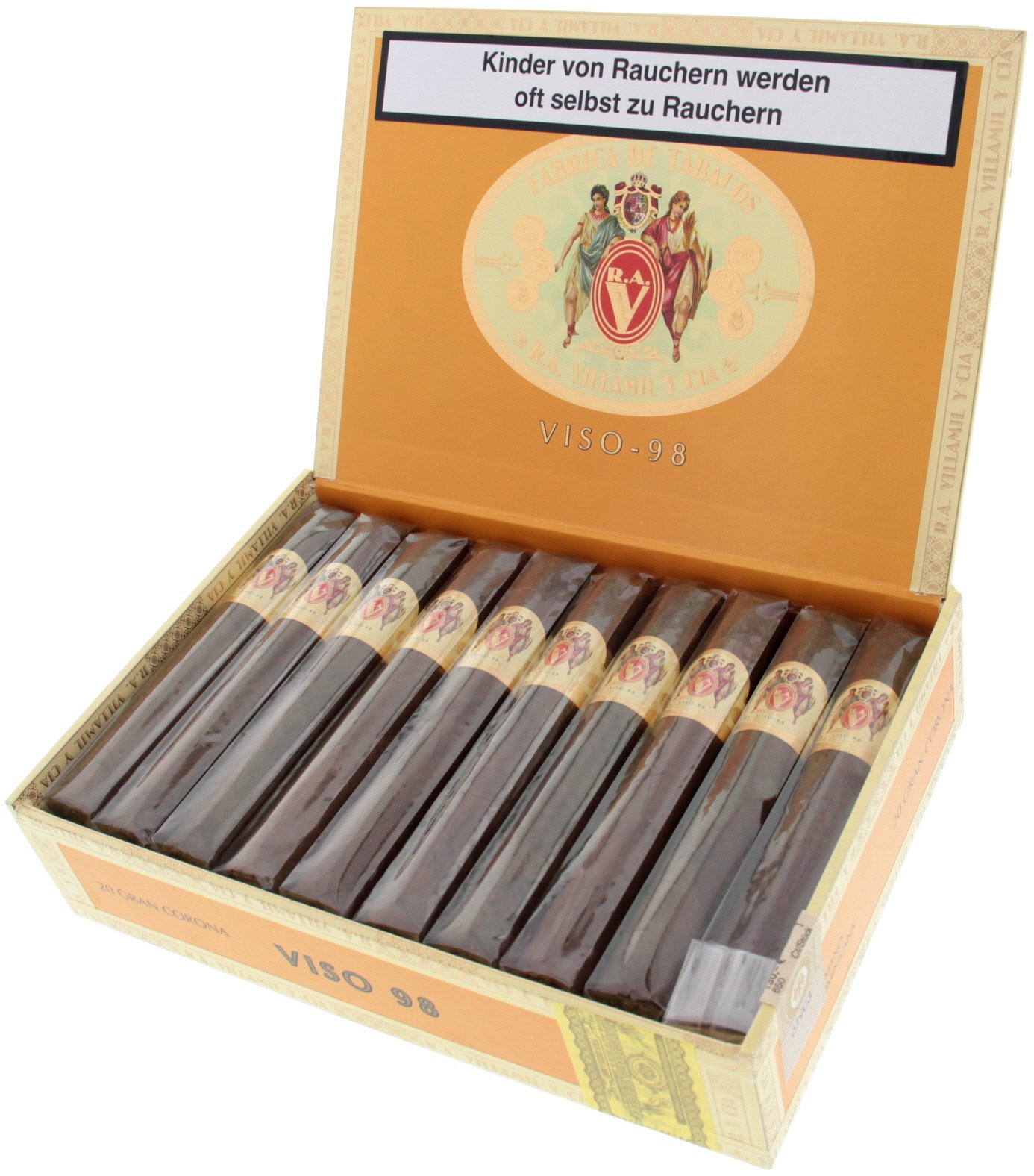 R.A. Villamil Viso 98 Gran Corona Kiste offen