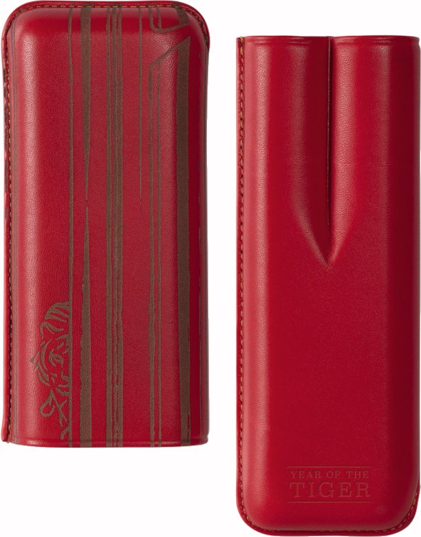 Davidoff Kalbsleder Zigarrenetui Year of the Tiger Edition XL 2 rot (119495) offen