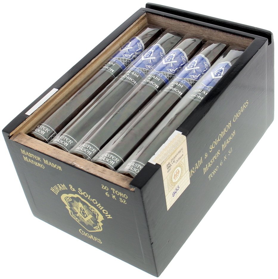 Hiram & Solomon Cigars Master Mason Maduro Toro 6x52 Kiste offen