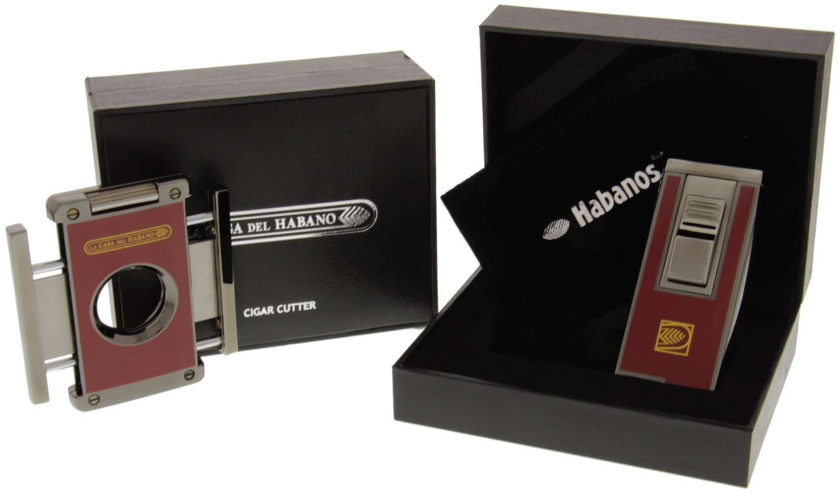 La Casa del Habano Geschenkset Jet Flame Lighter und Cigar Cutter offen