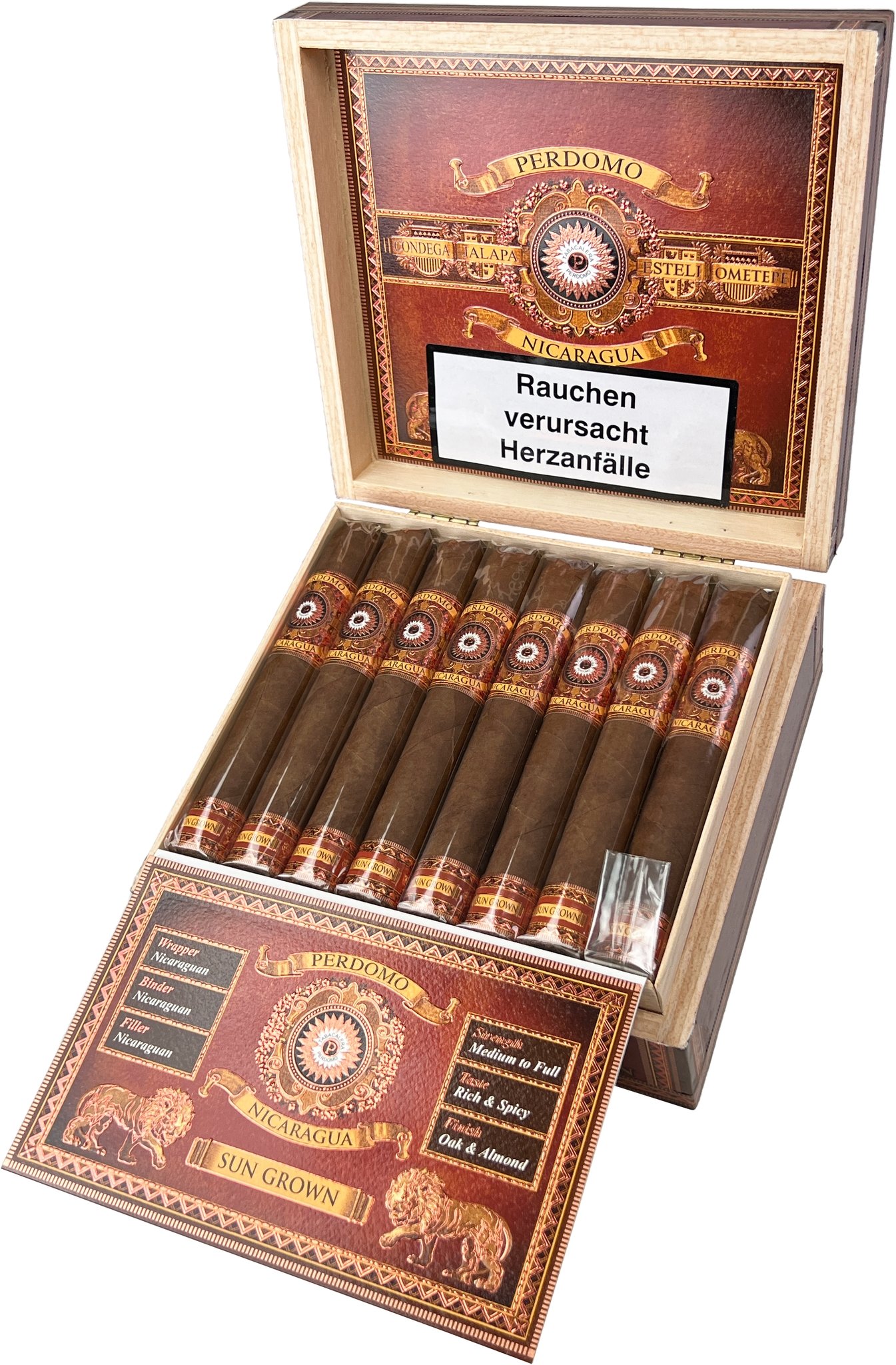 Perdomo Nicaragua Bourbon Barrel Aged (BBA) Epicure (Sun Grown) Kiste offen