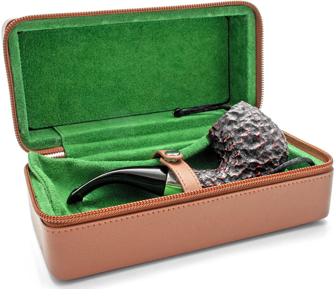 Peterson Pfeifentasche 1er Leder braun (leer) (15064) offen