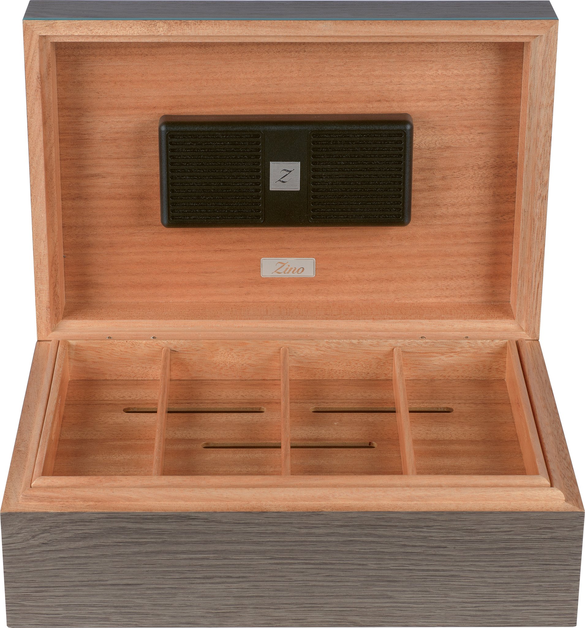Zino Humidor Z 80 Graueiche und cyan (115918) offen