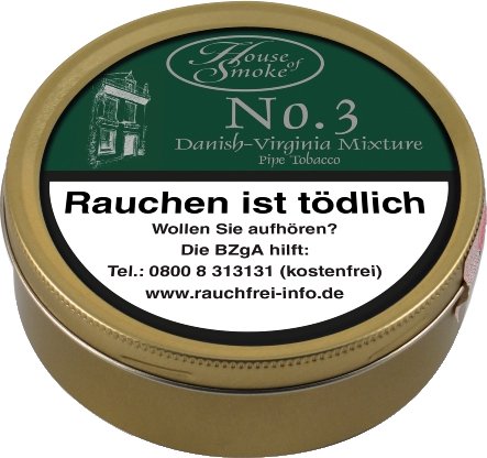 House of Smoke Pfeifentabak No. 3 Danish-Virginia 50g Dose (61912)