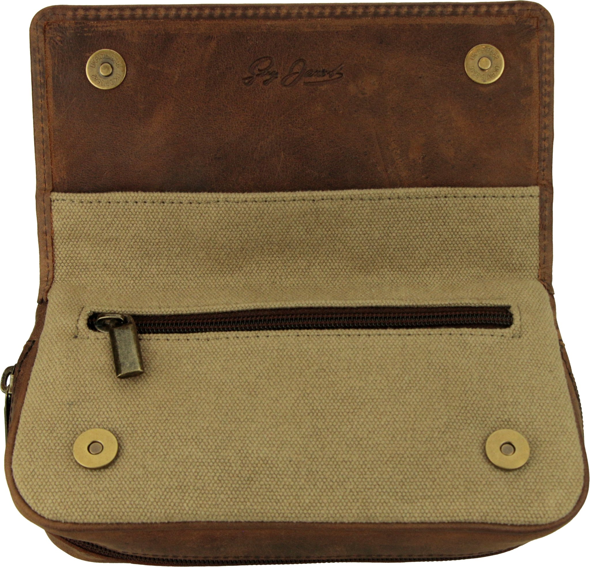 Guy Janot Pfeifentasche 2er braun Buffalo / Canvas (6220)