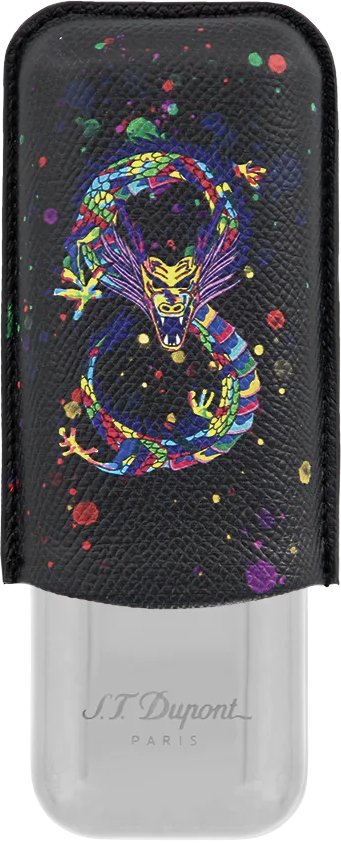 S.T. Dupont Zigarrenetui Metall 2er Dragon schwarz chrome (183277)