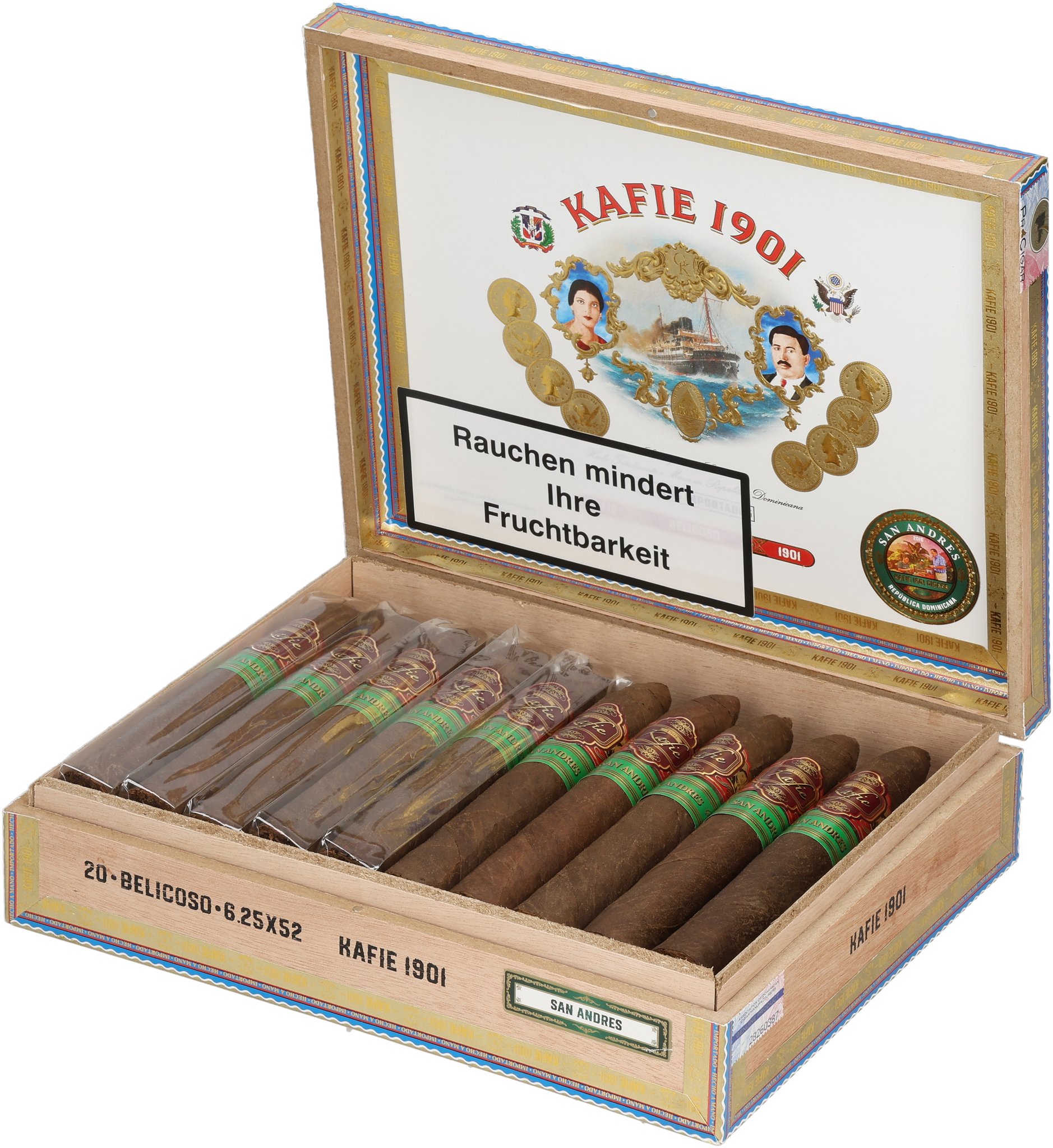 San Andres Belicoso Box open