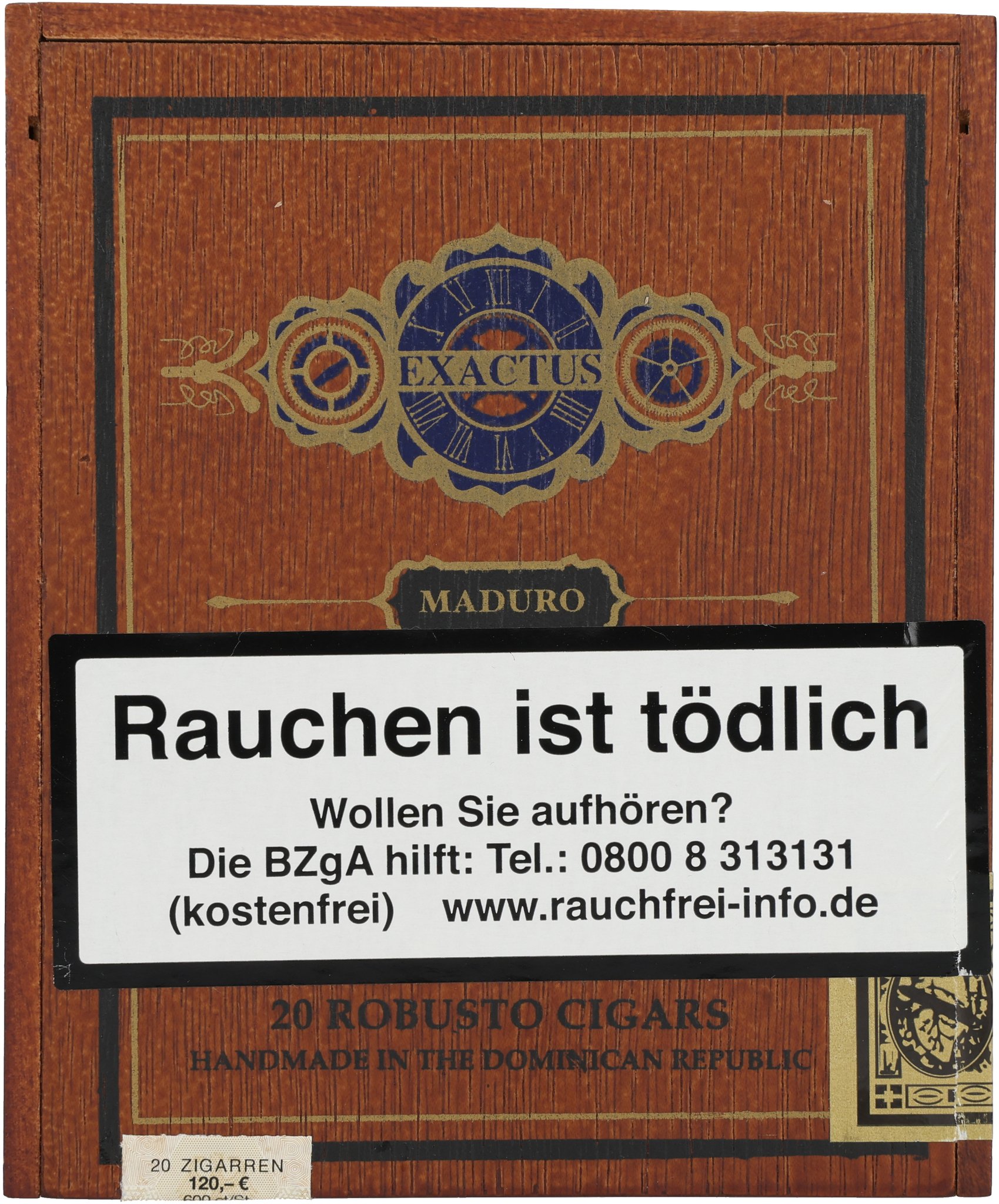 Exactus Maduro Robusto box front