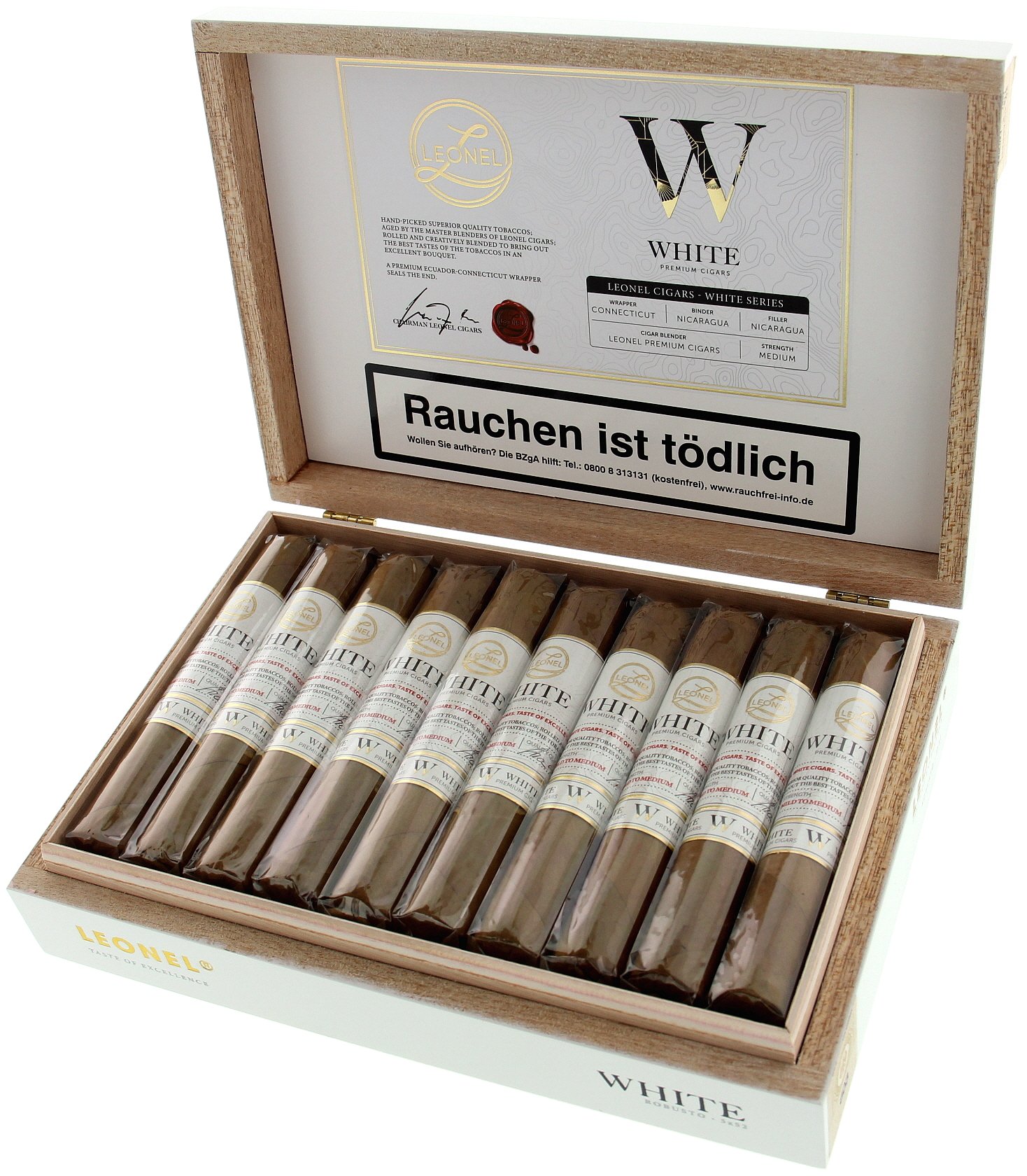 Leonel White Robusto Kiste offen